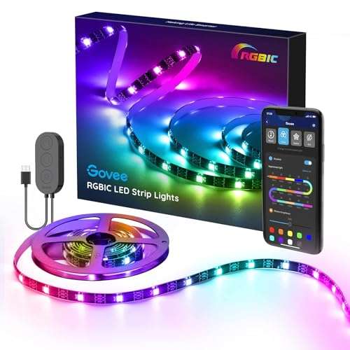 Govee TV LED Backlight, 2M RGBIC LED Strip Light with Color Changing for 30-50 inch TVs, LED TV backlight with voucher - Govee UK FBA